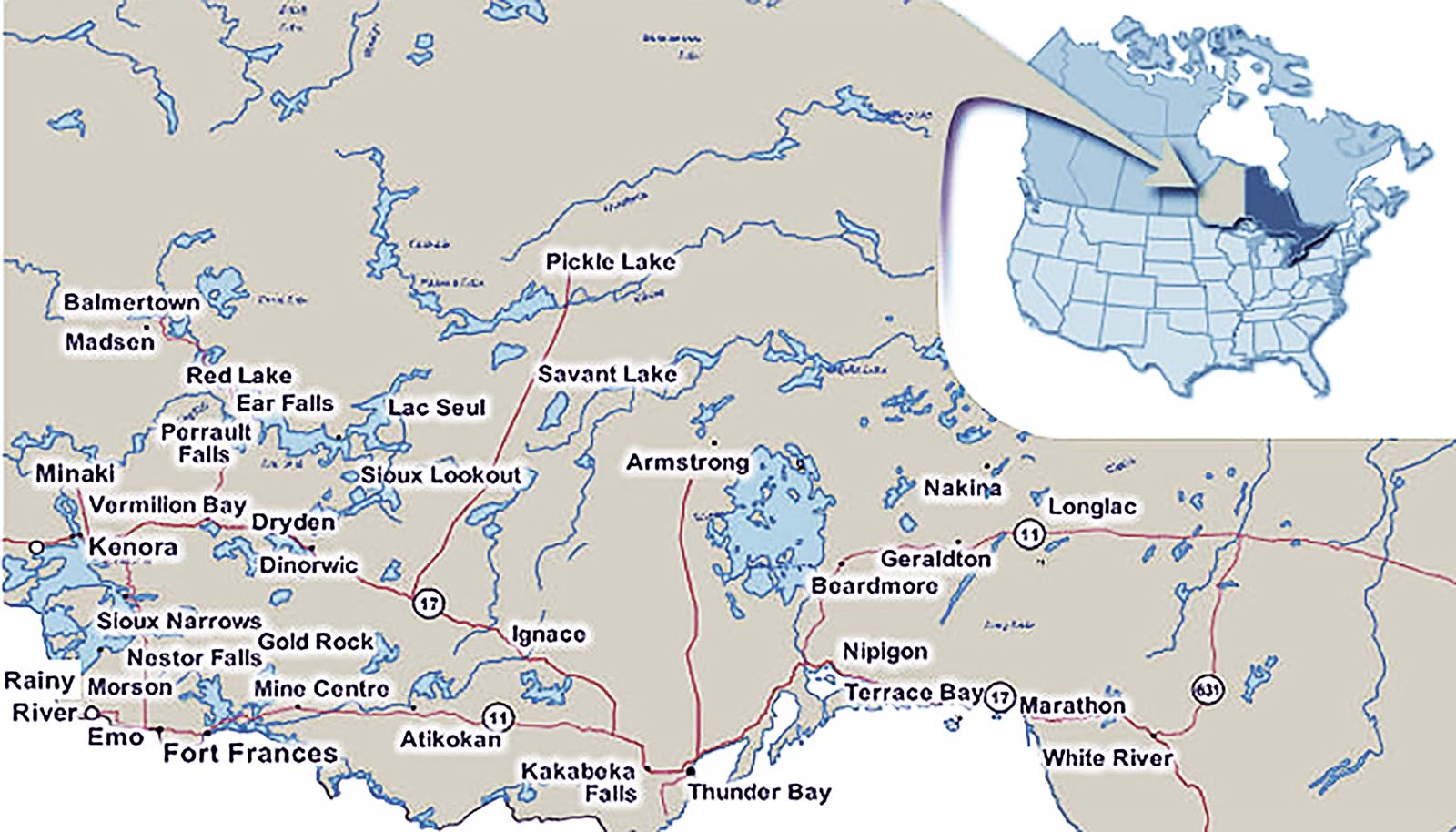 map of northwestern ontario